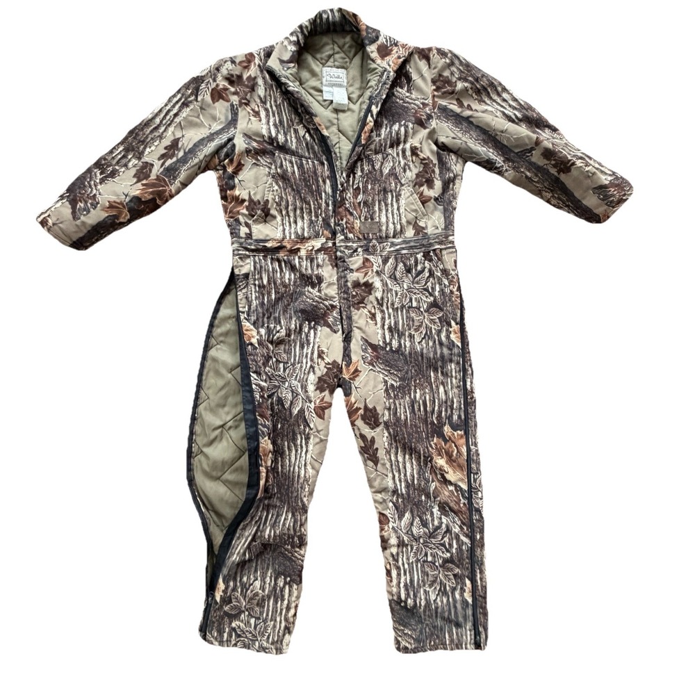 WALLS Vintage INSULATED Coveralls XL Realtree Brown Woods Camo Hunting Gorpcore